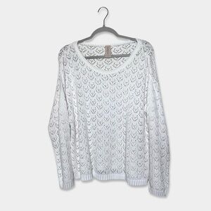 SKOVHUUS Sweater Size Large White Knit Cotton Blend GUC